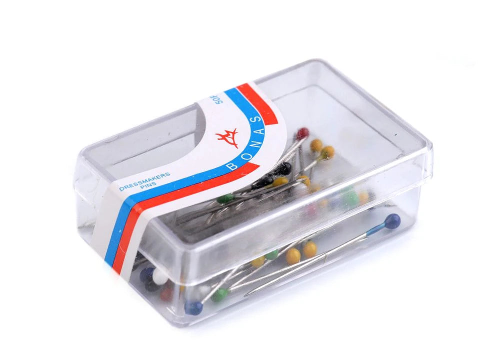 Špendlíky s plastovou hlavičkou délka 27 mm - silnější pro tkaniny
