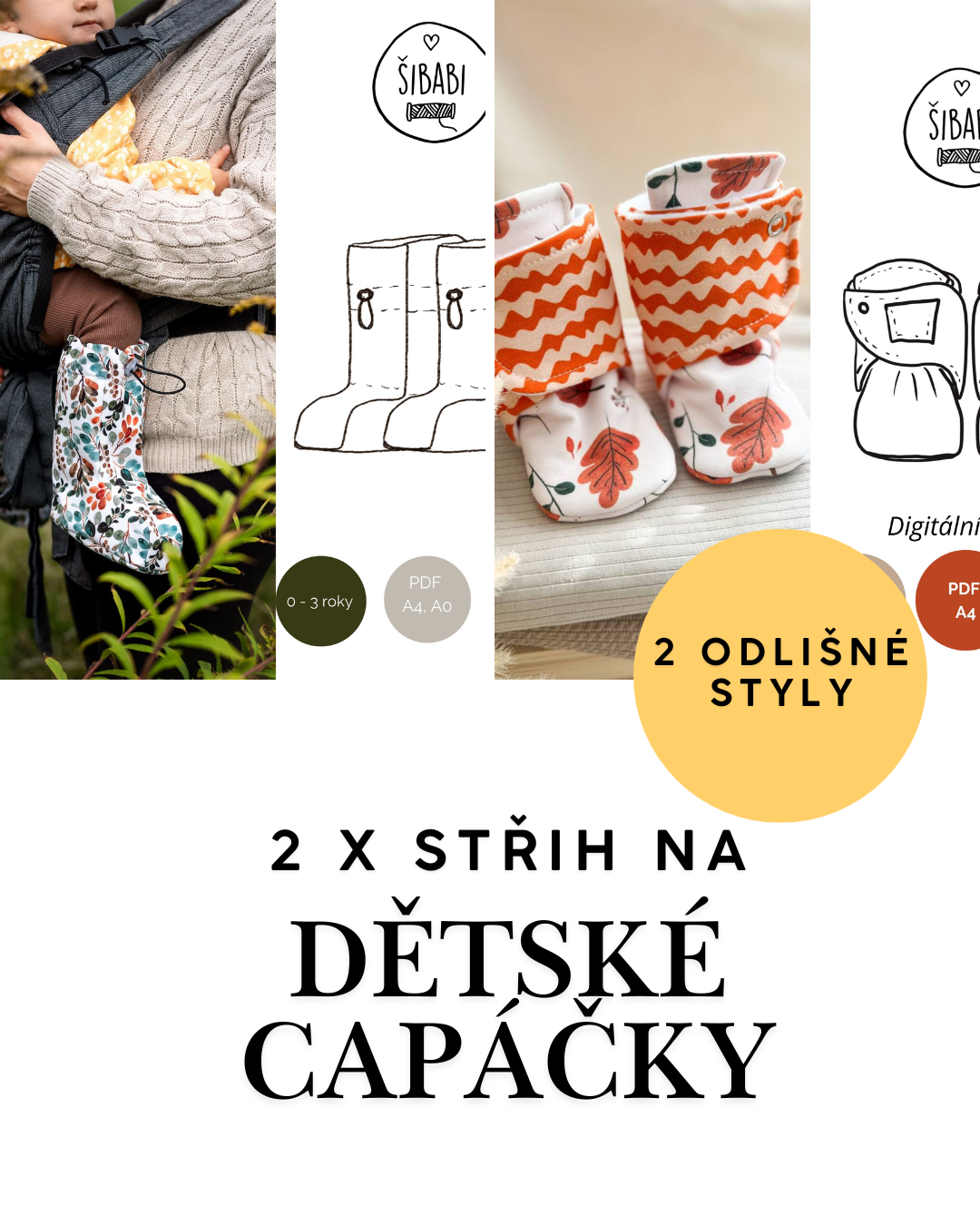 Šicí balík plný střihů - 70 střihů - 0 - 15 let - PDF střihy, mikiny, legíny, bundy, doplňky...