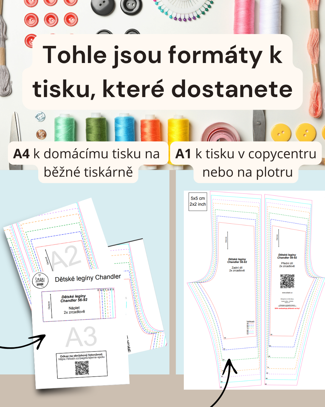 PDF střih na dětské legíny s nápletem na nohavicích "Chandler", 56-92