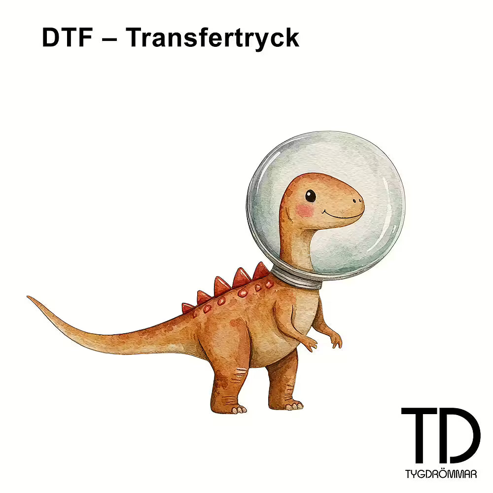 Nažehlovačka na oblečení - oranžový dinosaurus - DTF
