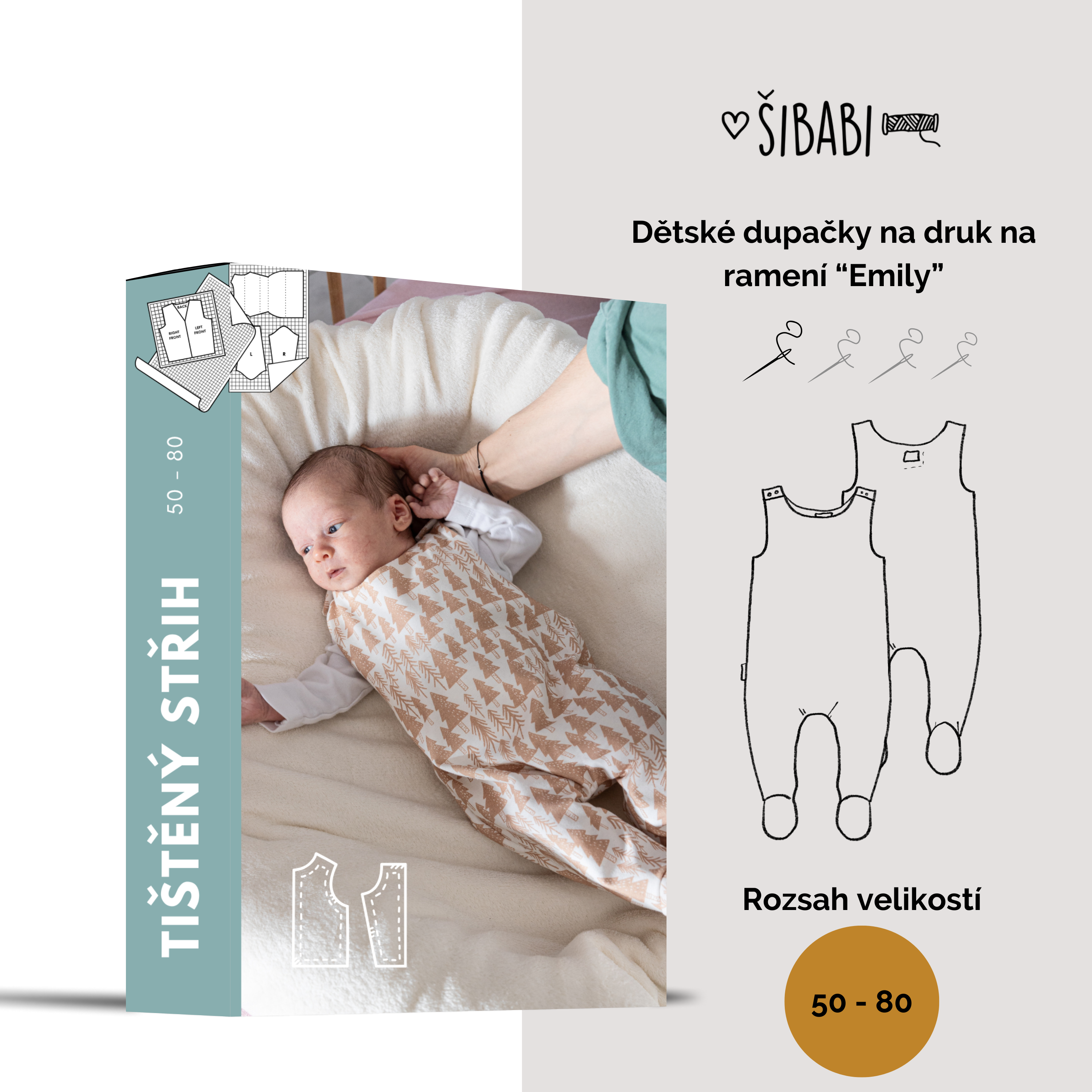 Papírový střih na dětské dupačky "Emily" - 50 - 80