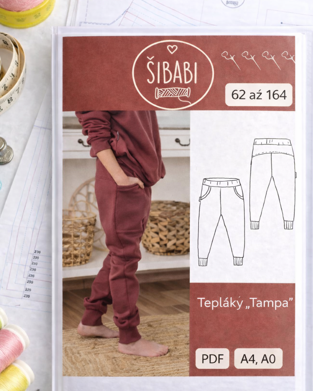 Papírový střih na dětské tepláky s kapsami "Tampa" - 62 - 164