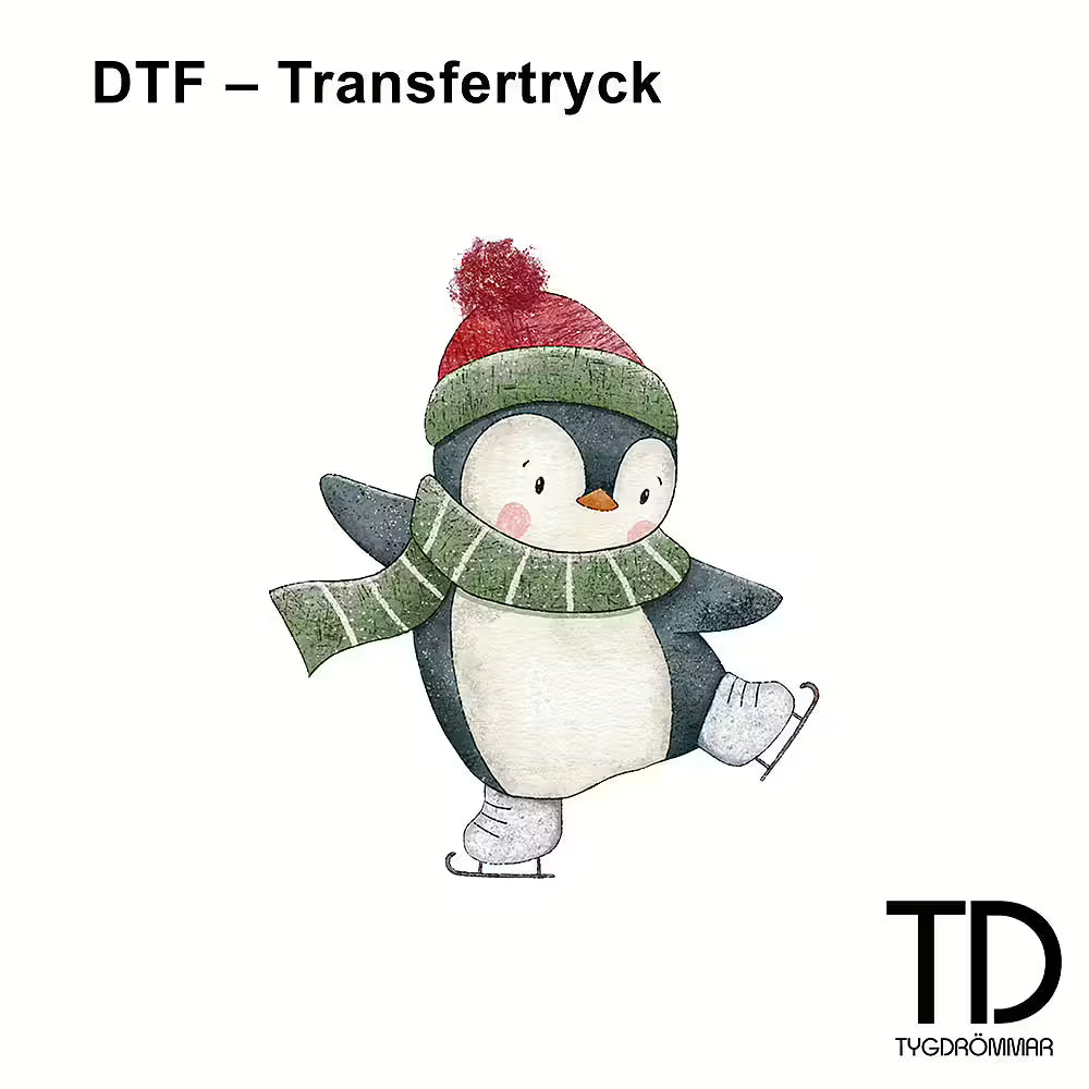 Nažehlovačka na oblečení - tučňák na bruslích - DTF