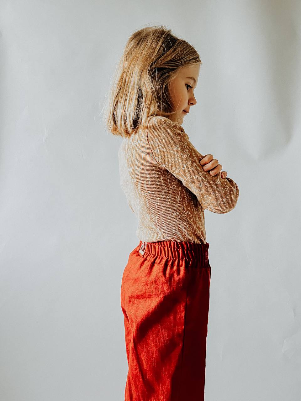 Dětské snadné kalhoty "Texas" ze lnu nebo tkaniny