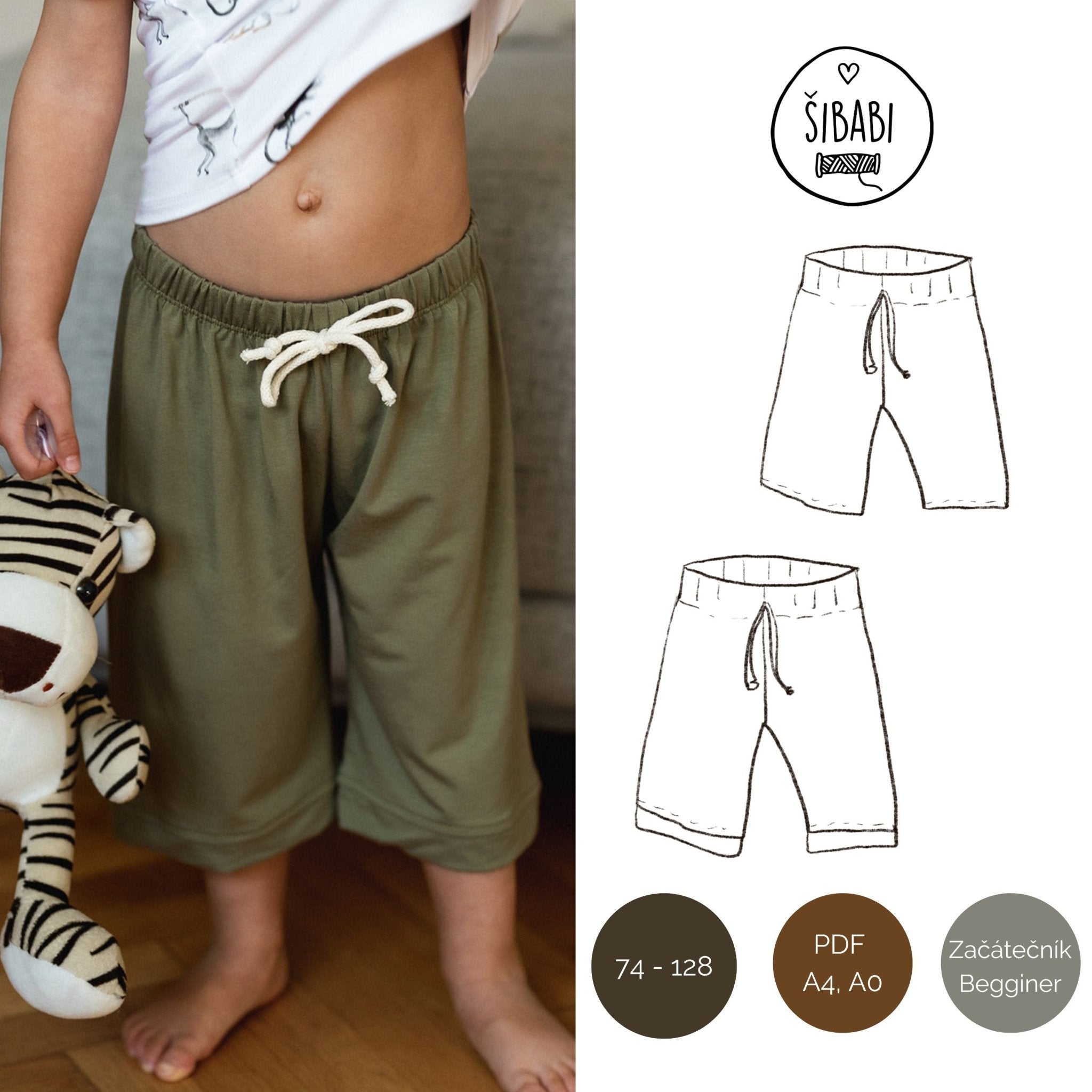 Střih na dětské bermudy "Sun"- 62 - 128 - Šibabi.cz