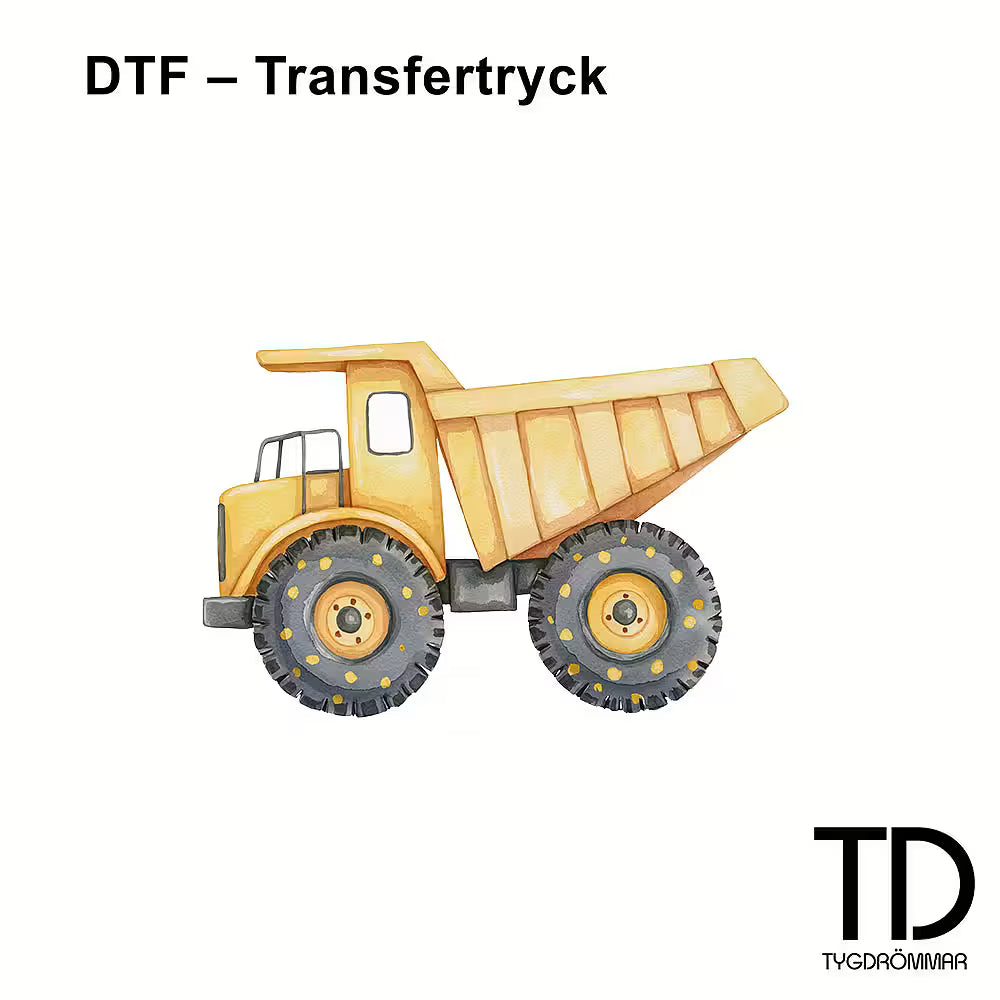 Nažehlovačka na oblečení - žlutá sklápěčka - DTF