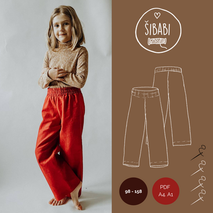 Dětské snadné kalhoty "Texas" ze lnu nebo tkaniny