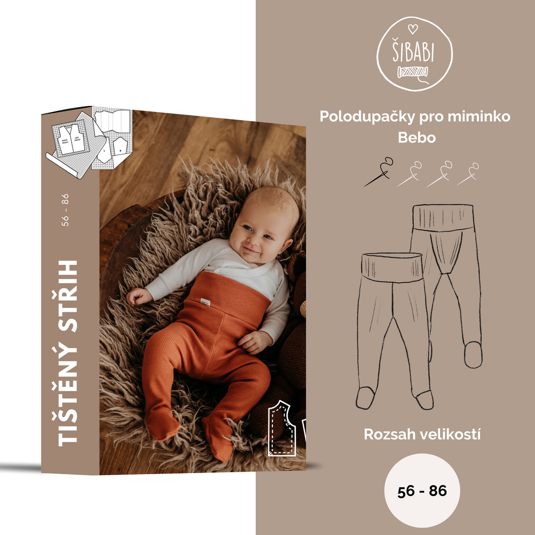Papírový střih na polodupačky pro miminko "Bebo" - 56 - 86