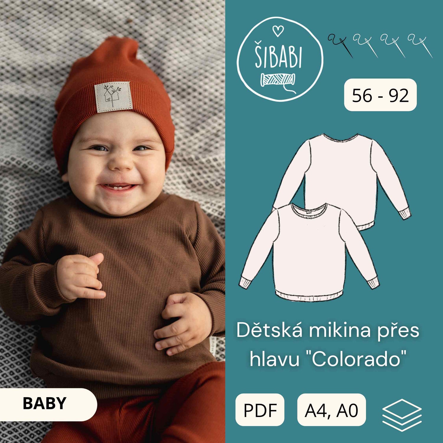 Střih na dětskou mikinu pro začátečníky "Colorado" - elektronický střih PDF