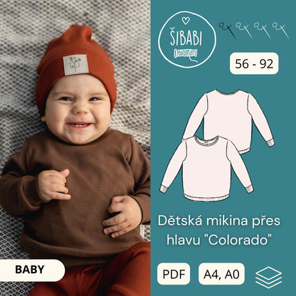 Střih na dětskou mikinu pro začátečníky "Colorado" - elektronický střih PDF