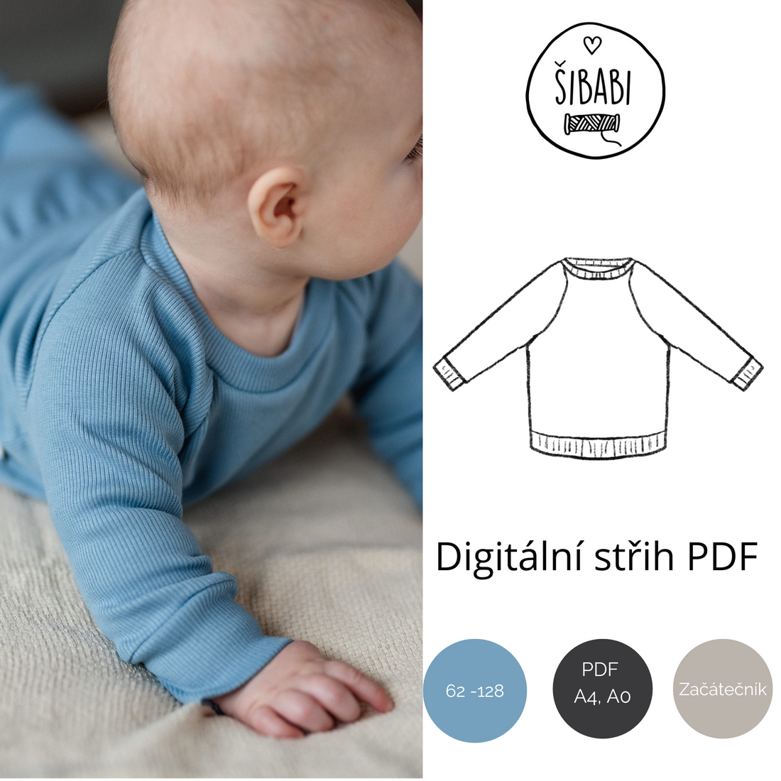 Dětská mikina s raglánovým rukávem "Paisley" - PDF střih