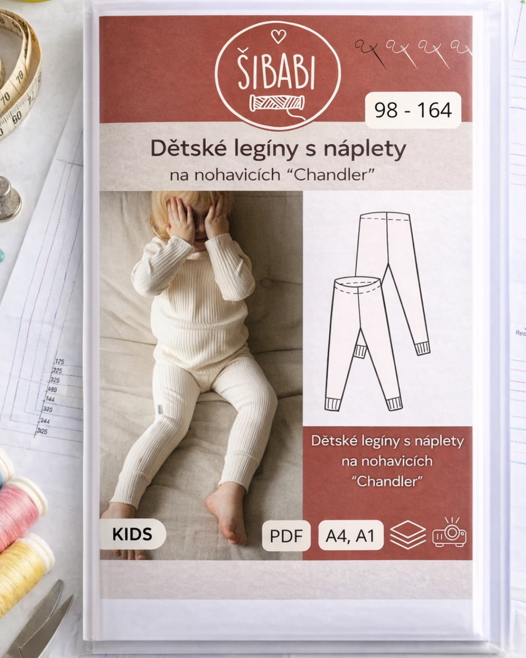 Papírový střih na dětské legíny s nápletem na nohavicích "Chandler"