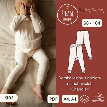 PDF střih na dětské legíny s nápletem na nohavicích "Chandler", 98 - 164