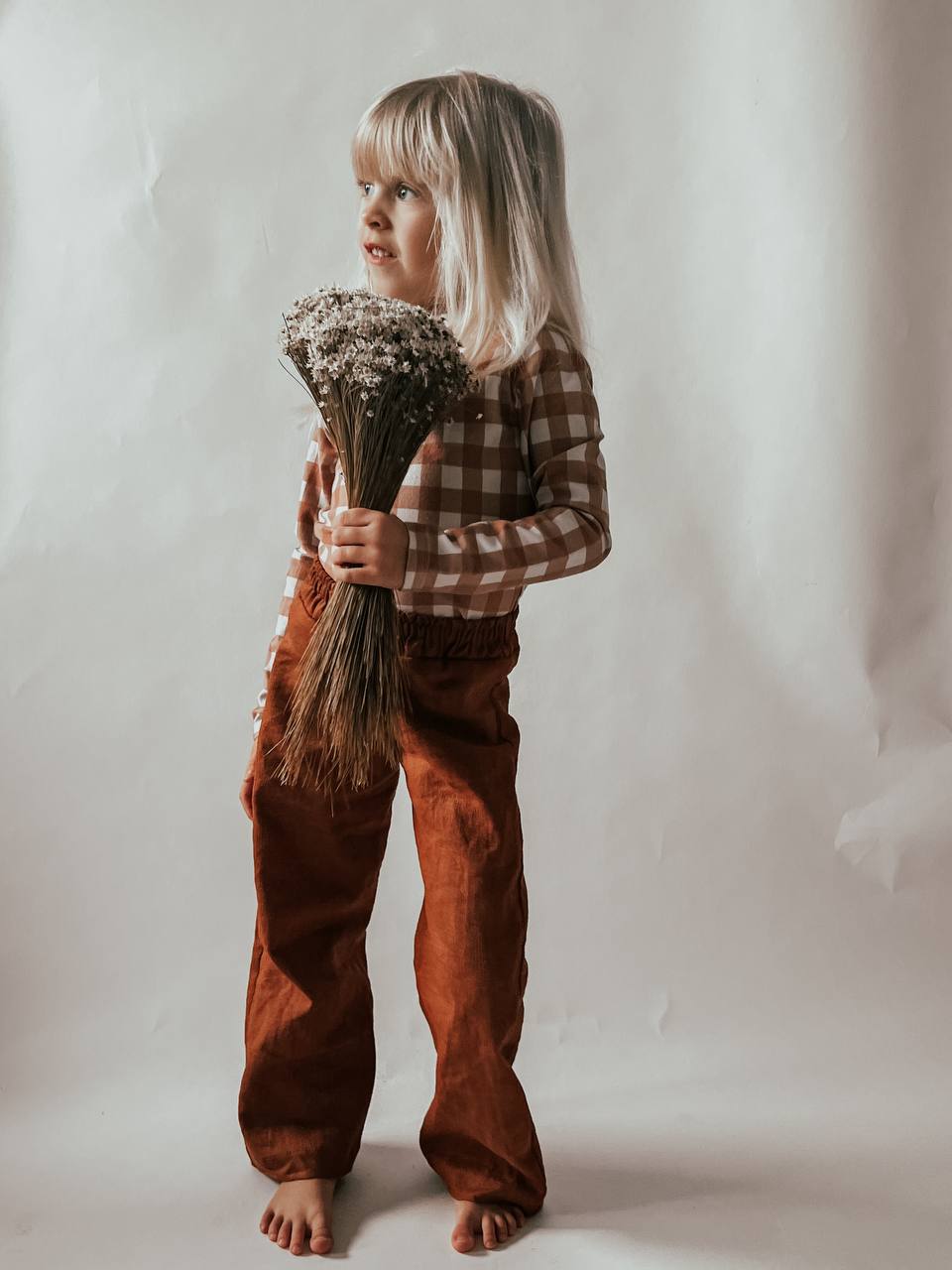 Dětské snadné kalhoty "Texas" ze lnu nebo tkaniny