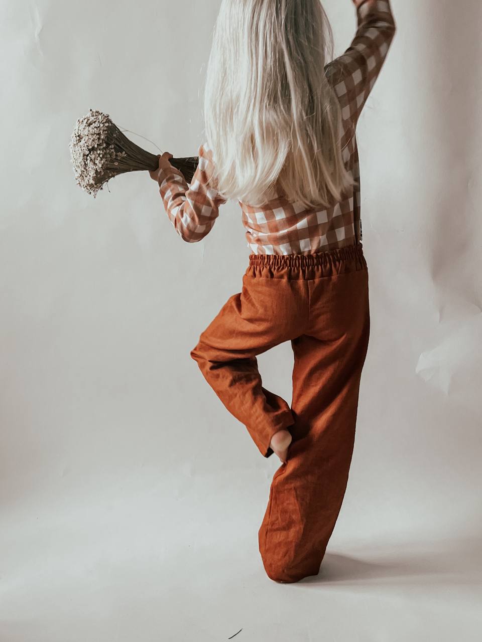 Dětské snadné kalhoty "Texas" ze lnu nebo tkaniny