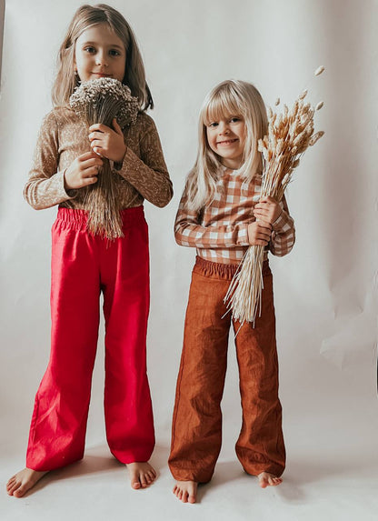 Dětské snadné kalhoty "Texas" ze lnu nebo tkaniny