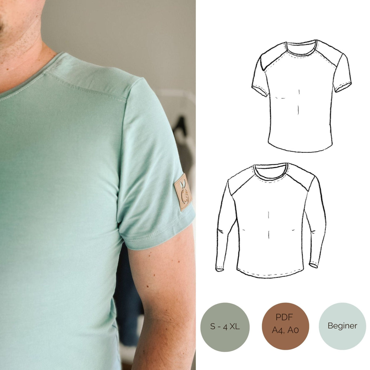Střih na pánské tričko bez ramenních švů "Fine" - S - 4XL - Šibabi.cz